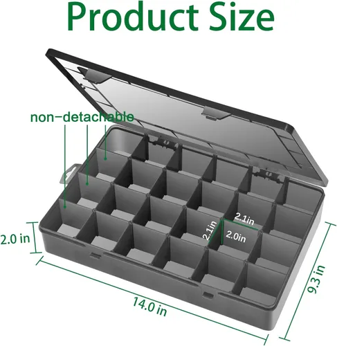 Miniatura 5 de Gbivbe Caja Organizadora de Plástico Grande con 24 Ranuras, Caja de Almacenamiento Ajustable con Divisores, Caja Transparente para Joyería, Negro-1