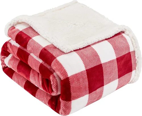 Miniatura 15 de Touchat Manta Sherpa Buffalo a cuadros tamaño individual de 60 x 70 pulgadas, mullida, suave y acogedora, manta de microfibra de felpa de franela