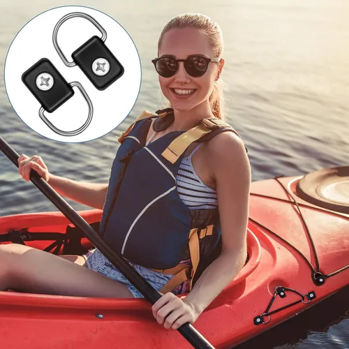 Miniatura 2 de Anillos de amarre de anclaje para cargas, anillos D de aparejo de pesca de kayak con tornillos M6, anillo en D para kayak para barco, canoa, kayak