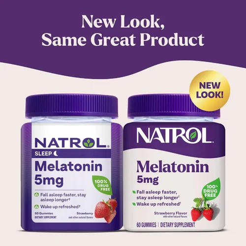 Miniatura 2 de Natrol Melatonina 5 mg, suplemento dietético para un sueño reparador, 60 gomitas con sabor a fresa, suministro para 60 días