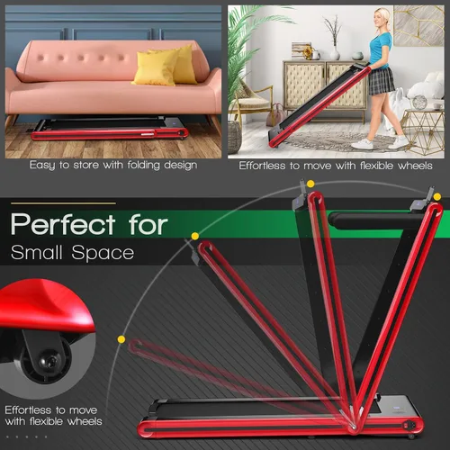 Miniatura 3 de GYMAX Caminadora 2 en 1 para debajo del escritorio, máquina de correr plegable con pantalla LED doble, aplicación y control remoto, almohadilla