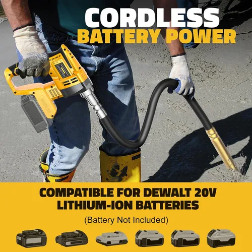 Miniatura 4 de LIVOWALNY Herramienta vibradora de hormigón de mano compatible con batería Dewalt de 20 V (solo herramienta), vibrador eléctrico inalámbrico