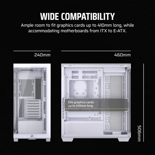 Miniatura 7 de CORSAIR Carcasa para PC ATX de media torre 3500X, vidrio templado panorámico, compatible con placa base de conexión inversa, no incluye Blanco