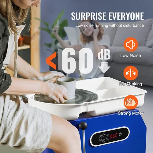 Miniatura 6 de VEVOR Rueda de Alfarería de 11 pulgadas para Adultos Principiantes, Máquina Formadora de Rueda Cerámica de 450W con Pantalla Táctil LCD, Mango
