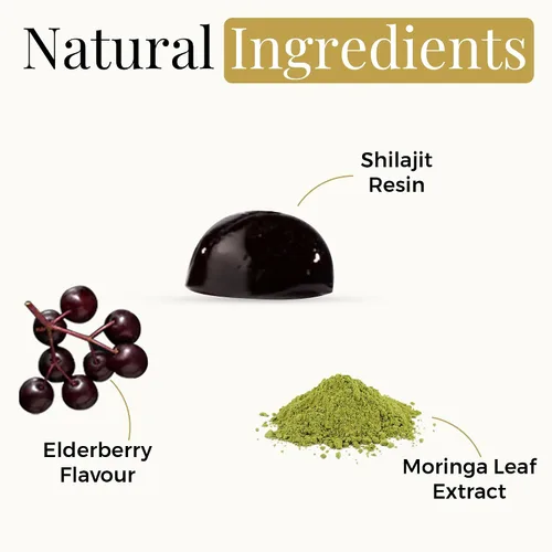 Miniatura 3 de Gomitas Shilajit y Moringa sabor a saúco – Aumenta la energía, la concentración y la vitalidad – 75% ácido fúlvico – 100% vegano, sin gluten, sin