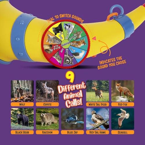 Miniatura 5 de Wildlings - Llamador de animales para niños, juguete al aire libre para niños de 3, 4, 5, 6, 7 años, regalo de cumpleaños con 9 sonidos de animales