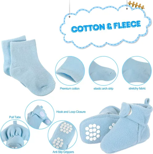 Miniatura 3 de SATINIOR 3 pares de botines unisex de forro polar con 3 pares de calcetines de algodón para bebés