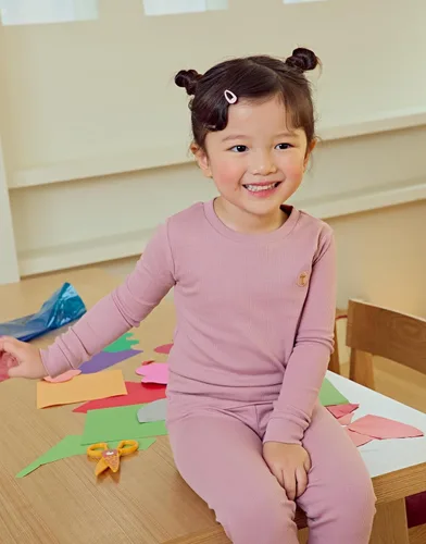 Miniatura 4 de moimoln Pijama de bambú de algodón viscosa acanalado sólido para bebés niños y niñas, ajuste cómodo, conjunto de 2 piezas