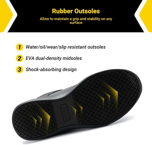 Miniatura 5 de FitVille Zapatos de trabajo extra anchos para hombres con punta de acero compuesto antideslizante zapatos de trabajo impermeables ligeros-SteelCore