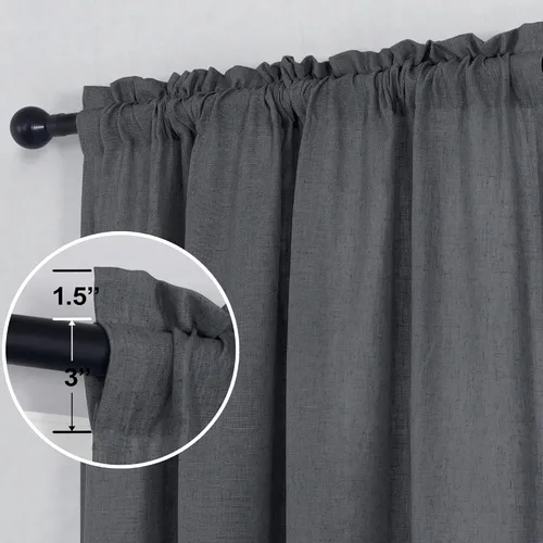 Miniatura 114 de KOUFALL Juego de 2 cortinas de puerta francesa, cortinas de lino para puerta/ventana, cortina transparente boho para cristal lateral delantero