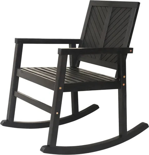 JONATHAN Y Ned RCK100C - Mecedora de madera de acacia maciza para exteriores, para todo tipo de clima, con respaldo alto, diseño de cheurón, para