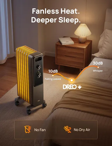 Miniatura 7 de Dreo Calentador de Radiador, Perillas Dobles, 8 Protecciones de Seguridad, Calentadores Eléctricos de Espacio de 1500W para Uso Interior Habitación