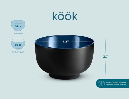 Miniatura 6 de KooK Tazón para ramen, cuencos japoneses, cuencos de fideos, tazón grande para sopa, cerámica, gran capacidad, para ramen, pho, udon, soba y apto