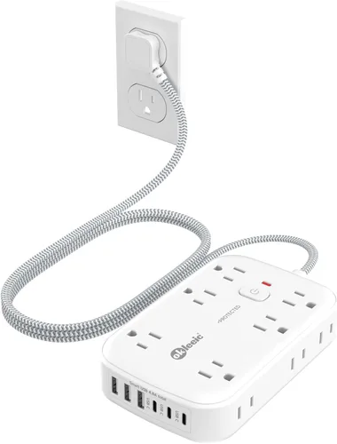 Miniatura 14 de Extensor de enchufe plano con cable de 12 pulgadas, protector contra sobretensiones, adaptador divisor de enchufe de extensión de enchufe plano, 12