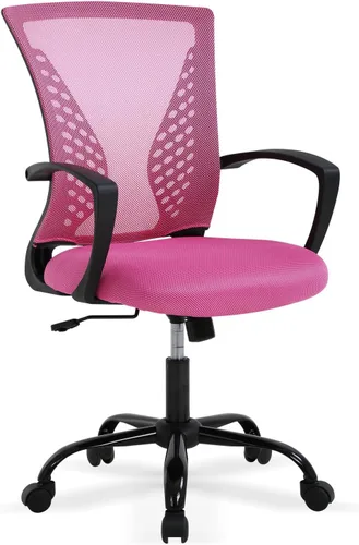 Miniatura 9 de Silla de oficina ergonómica con soporte lumbar, silla de computadora de malla ajustable para oficina en casa, silla giratoria de respaldo medio
