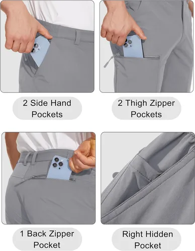 Miniatura 3 de MAGCOMSEN Pantalones de senderismo para hombre, 6 bolsillos, resistentes al agua, pantalones de trabajo de pesca Ripstop, ligeros, de secado rápido