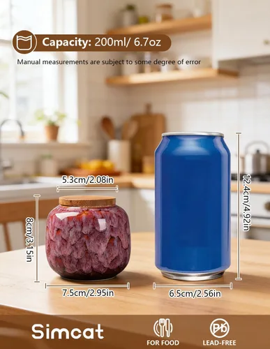 Miniatura 14 de Tarros de almacenamiento de cerámica, exquisitos tarros de alimentos con esmalte para almacenamiento de especias de cocina, tarros para té, tarros