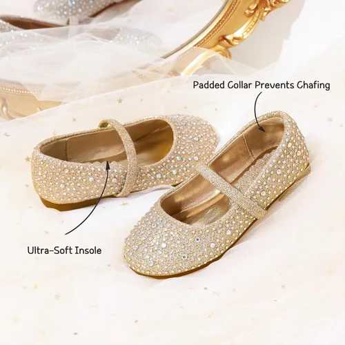Miniatura 3 de DREAM PAIRS Zapatos planos Mary Jane con diamantes de imitación para niñas
