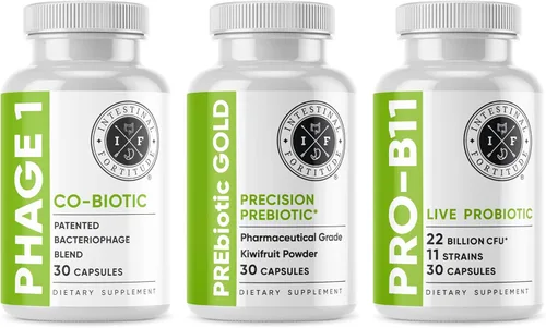 Miniatura 10 de Intestinal Fortitude Paquete de suplemento prebiótico y probiótico, 30 cápsulas para la salud intestinal y el apoyo digestivo, promueve