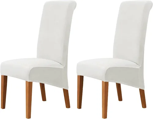 Miniatura 43 de Juego de 2 fundas de terciopelo para sillas de comedor, color beige, fundas elásticas para sillas de comedor y cocina, reutilizables, protector