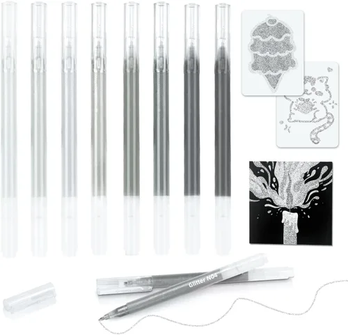 Miniatura 10 de Bolígrafos de gel con purpurina de 80 colores para libros de colorear para adultos y papel negro, punta fina suave de 0.039 in, gran capacidad