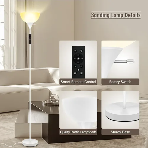 Miniatura 5 de Lámparas de pie para sala de estar, lámparas de pie Torchiere de 71'' con control remoto, temperatura de color y brillo ajustables 2700K-6500K