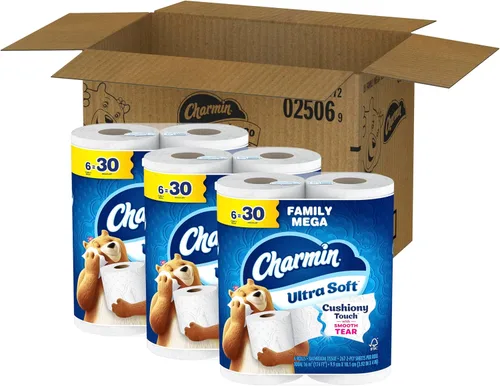 Miniatura 11 de Charmin Papel higiénico Ultra Soft Cushiony Touch, 18 mega rollos familiares = 90 rollos regulares