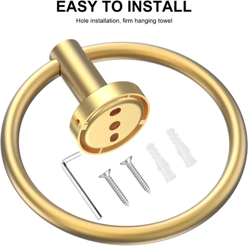 Miniatura 4 de SetSail Toallero de acero inoxidable con rosca para pared de baño, toallero de mano de acero inoxidable para baño, agujero de taladro de cocina