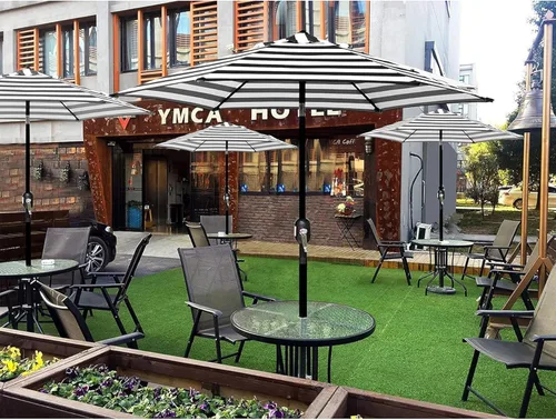 Miniatura 5 de Blissun - Sombrilla de patio de 7.5 pies, sombrilla de jardín, sombrilla de mercado para exteriores con botón de inclinación y manivela