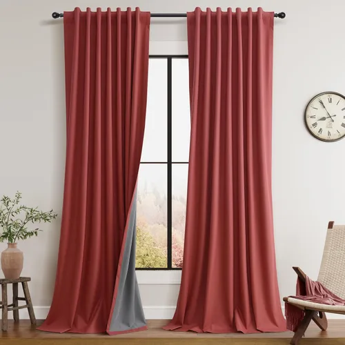 Miniatura 24 de Guken Cortinas opacas de lino, 2 paneles rústicos, elegantes, 100% opacas, con aislamiento térmico, banda de ganchos y trabilla trasera, 52 x 84