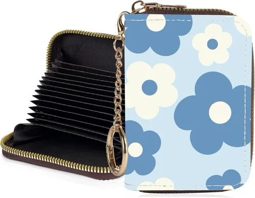 Miniatura 25 de Tarjetero de crédito para mujer, pequeña cartera RFID con cierre de llavero, bonita cartera de piel sintética, carteras para tarjetas de crédito
