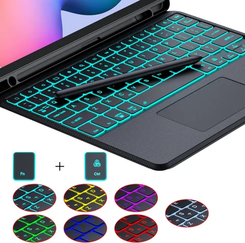 Miniatura 7 de Funda de teclado desmontable magnética para Samsung Galaxy Tab S6 Lite de 10,4 pulgadas 7Color Backlit Bluetooth Trackpad Keyboard