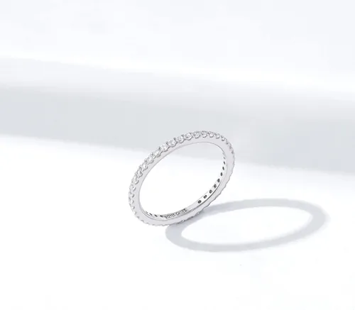 Miniatura 4 de Tienda Essentials Platinum or Gold Plated Sterling Silver All-Around Band Ring set with Round Infinite Elements Cubic Zirconia
