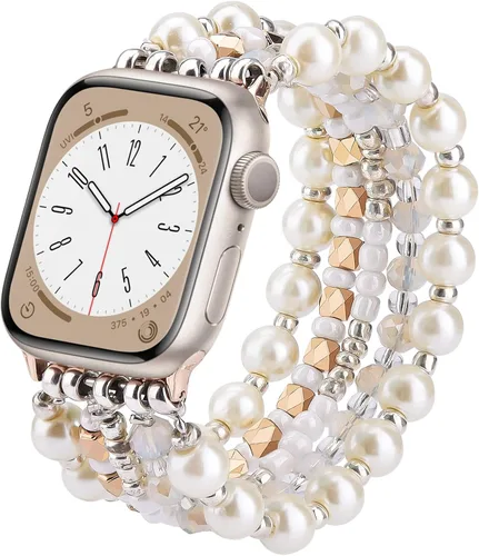 Miniatura 7 de VISOOM Pulsera de cuentas compatible con Apple Watch Band 40mm/38mm/41mm/42mm Series 11 10 9 8 7 Se(3 2 1) Series 6/5/4 Correa de reloj de moda