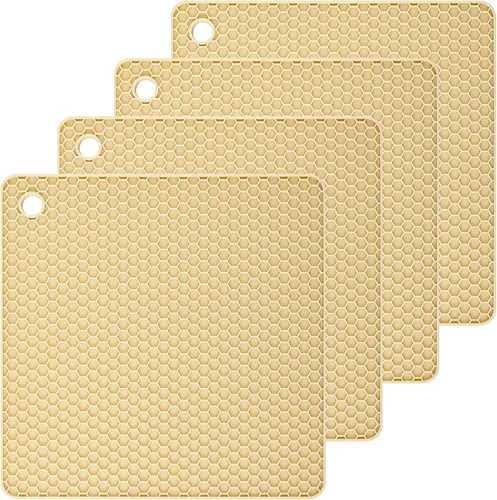 Miniatura 17 de Tapete salvamanteles de silicona para encimeras, resistentes al calor, 4 unidades, tamaño: 7.5 x 7.5 pulgadas, color: morado Púrpura