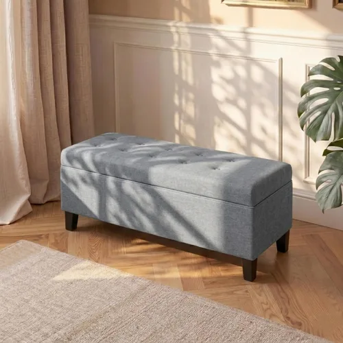 Miniatura 13 de Asense Banco otomano de almacenamiento, banco de almacenamiento de 18.8 x 40 x 18.5 pulgadas, reposapiés con patas, otomanas copetudas con bisagra