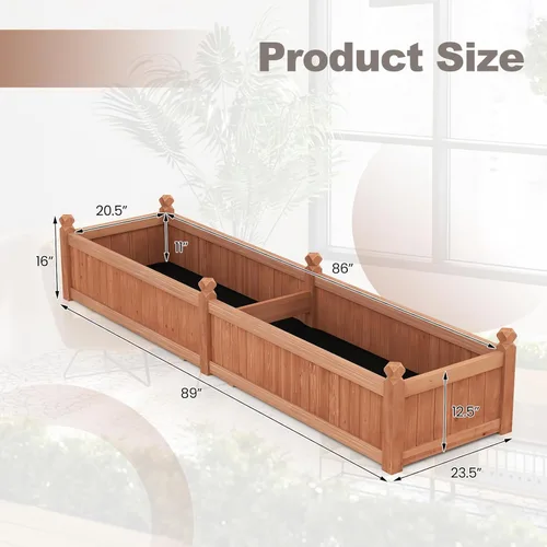 Miniatura 4 de Giantex Cama de jardín elevada de madera, cama de plantación con drenaje de esquina, forro no tejido para cultivar verduras, flores, hierbas