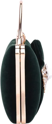 Miniatura 5 de Bolsos de noche de terciopelo para mujeres con cierre de flores de diamantes de imitación adornado con cristal embrague monedero para fiesta boda