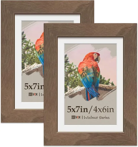 Miniatura 43 de VCK Paquete de 2 portarretratos de 5 x 7, color negro, de madera de alta gama con vidrio templado, para fotos de 4 x 6 con paspartú o 5 x 7 sin