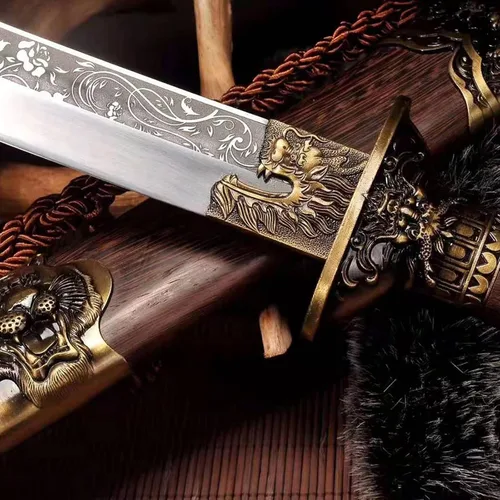 Miniatura 3 de OYZ Espada Katana, Espada Samurai Japonesa, Katana de acero de alto carbono 1095, hecho a mano, espada china de acero plegado