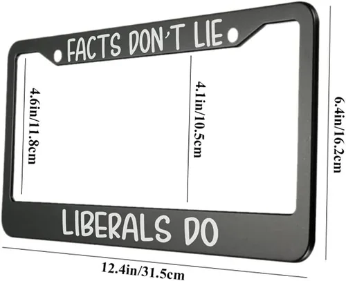 Miniatura 2 de oFloral Marco de matrícula Facts Don't Lie Liberals Do de aleación de aluminio, patriótico estadounidense, aplicable a los estándares de Estados