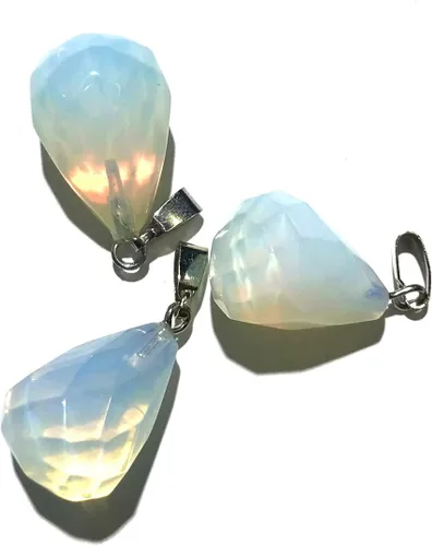 Miniatura 3 de LE SKY 12 colgantes de piedra natural, forma de gota de agua grasa, piedra de ágata de cristal reiki facetada para hacer joyas y collares, Piedra