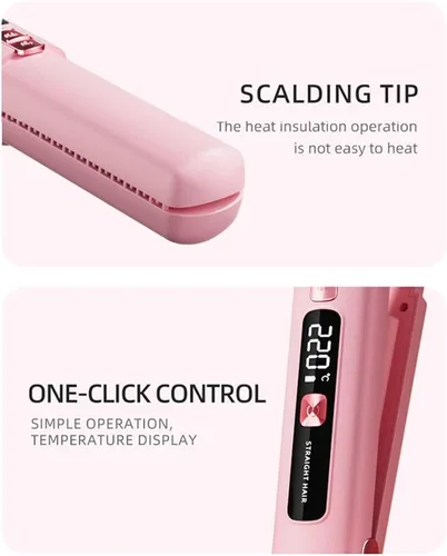 Miniatura 6 de Alisador y rizador de viaje portátil 2 en 1, alisador de pelo inalámbrico de 4500 mAh, plancha plana LCD recargable, mini plancha rizadora