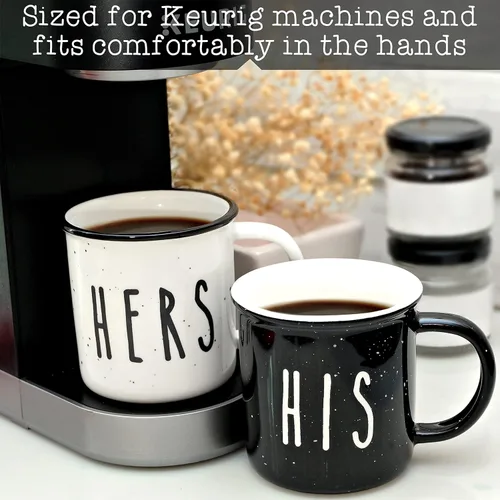 Miniatura 7 de MAINEVENT Juego de 2 tazas de café de 11 onzas, bonitas tazas de café a juego para parejas para aniversario, compromiso con él y su regalo