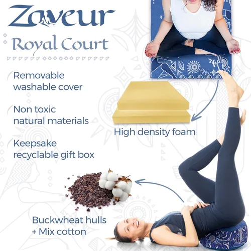Miniatura 5 de Zaveur Royal Court Meditation Mat With Velvet Cover - 24" x 24" Square Zabuton Thick Yoga Mat - Non Slip Exercise Mat for Home Workout - Thick Foam