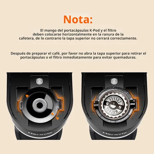Miniatura 8 de Horavie Mini - Cafetera de porción individual para cápsulas K Cup y café molido, máquina de café de preparación rápida de una taza con recordatorio