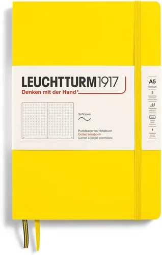 Miniatura 31 de LEUCHTTURM1917 - Cuaderno mediano A5 de tapa blanda, 123 páginas numeradas para escribir y llevar un diario (color negro, cuadriculado)