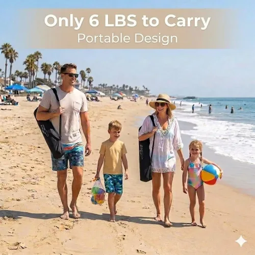 Miniatura 8 de FAIR WIND Sillas de playa con paraguas de 360° para adultos, silla de arena antideslizante resistente de 300 libras, asiento de mochila portátil