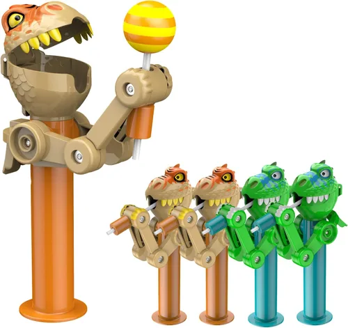 Miniatura 7 de HDLNKAK 2 soportes para piruletas de dinosaurio para niños, estuche de piruletas de Navidad, juguete creativo de prensa para almacenar y regalo