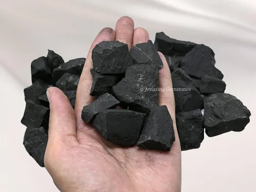 Miniatura 2 de Piedras de Shungite Crudas de Amazing Gemstone, Piedras de Cristal de Shungite Real para Purificación de Agua - 30-70mm Piedra Shungite Original